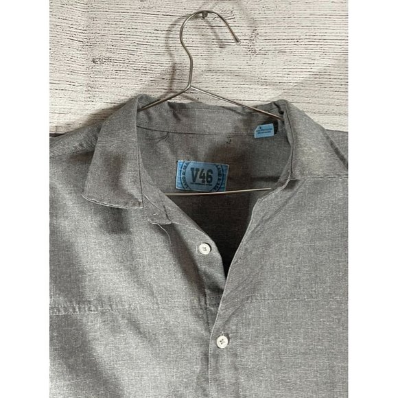 V46 - Men's Grey Short Sleeve Button Up Shirt - Size L - Picture 2 of 7